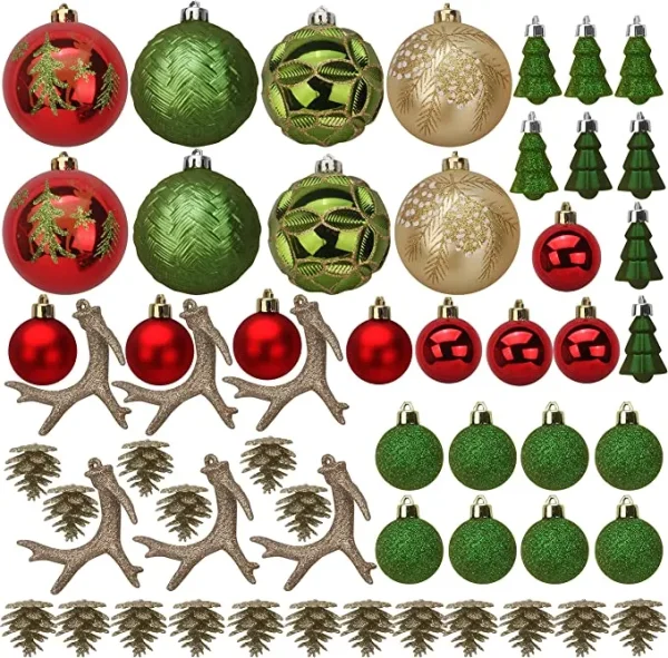 56Pcs Christmas Ornaments With Pine Green & Gold 4 56Pcs Christmas Ornaments With Pine Green & Gold - Image 2