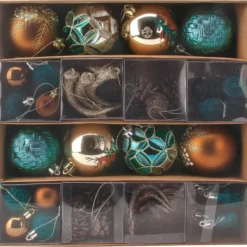 56pcs Green And Gold Assorted Christmas Ornament Sets