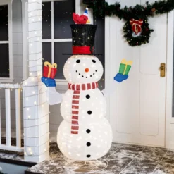 Collapsible LED Light Up Snowman Decoration 5ft -Christmas Decorations Store 5ft 160 LED Collapsible Snowman Yard Light 3 600x600 1