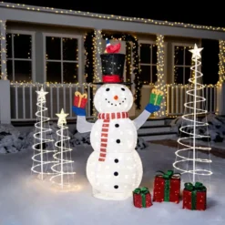 Collapsible LED Light Up Snowman Decoration 5ft -Christmas Decorations Store 5ft 160 LED Collapsible Snowman Yard Light 4 600x600 1