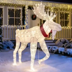Christmas Cotton Moose LED Yard Light 5ft -Christmas Decorations Store 5ft Cotton Moose LED Yard Light 3 1 600x600 1