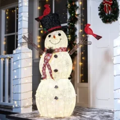 Christmas Cotton Snowman LED Yard Light 5ft -Christmas Decorations Store 5ft Cotton Snowman LED Yard Light 3 1 600x600 1