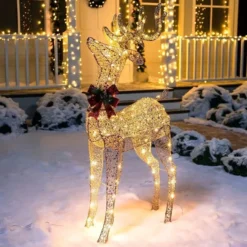 5ft 100 LED Yard Lights - Fabric Champagne Buck 10 5ft 100 LED Yard Lights - Fabric Champagne Buck -Christmas Decorations Store 5ft Fabric Buck Christmas Yard Lights 1 600x600 1