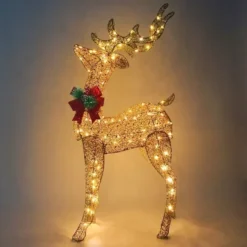 5ft 100 LED Yard Lights - Fabric Champagne Buck 11 5ft 100 LED Yard Lights - Fabric Champagne Buck -Christmas Decorations Store 5ft Fabric Buck Christmas Yard Lights 2 1 600x600 1