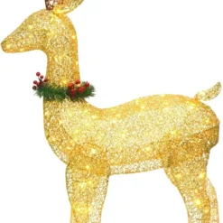 5ft 100 LED Fabric Gold Buck (Wreath & Ribbon) -Christmas Decorations Store 5ft Fabric Gold Buck Wreath amp Ribbon 6 600x1137 1