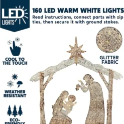 5ft 160 LED Fabric Nativity Scene Warm White -Christmas Decorations Store 5ft Fabric Nativity Scene 160 LED Warm White 1 600x614 1