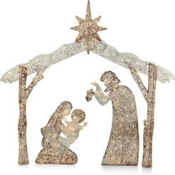 5ft 160 LED Fabric Nativity Scene Warm White -Christmas Decorations Store 5ft Fabric Nativity Scene 160 LED Warm White 2 600x603 1