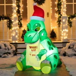 5ft Inflatable Sitting Dinosaur Christmas Decoration -Christmas Decorations Store 5ft Inflatable Sitting Dinosaur Christmas Decoration 2 600x600 1