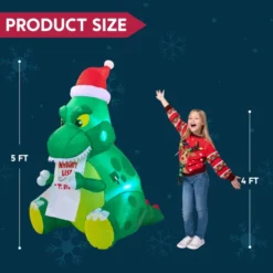 5ft Inflatable Sitting Dinosaur Christmas Decoration -Christmas Decorations Store 5ft Inflatable Sitting Dinosaur Christmas Decoration 3 600x600 1