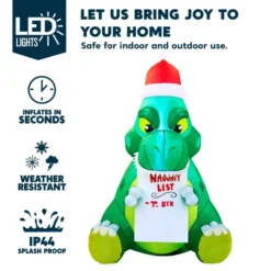 5ft Inflatable Sitting Dinosaur Christmas Decoration -Christmas Decorations Store 5ft Inflatable Sitting Dinosaur Christmas Decoration 6 600x600 1