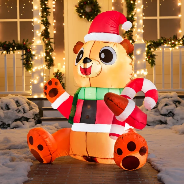 5ft LED Christmas Inflatable Teddy Bear 6 5ft LED Christmas Inflatable Teddy Bear - Image 4