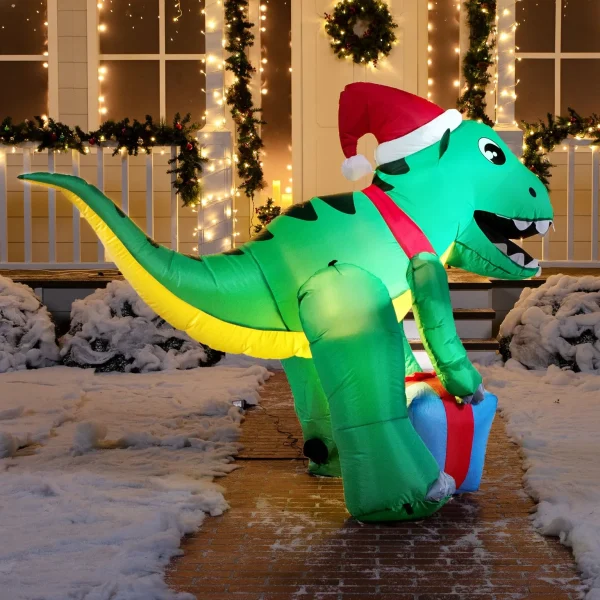 5ft LED Giant Christmas Inflatable Dinosaur 6 5ft LED Giant Christmas Inflatable Dinosaur - Image 4