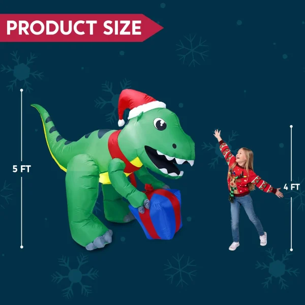 5ft LED Giant Christmas Inflatable Dinosaur 7 5ft LED Giant Christmas Inflatable Dinosaur - Image 5