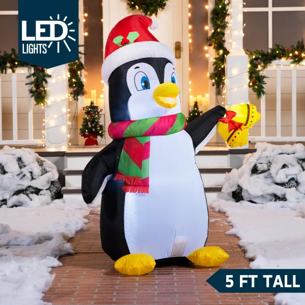 5ft LED Inflatable Penguin Christmas Decoration 4 5ft LED Inflatable Penguin Christmas Decoration - Image 2