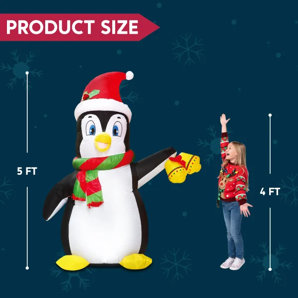 5ft LED Inflatable Penguin Christmas Decoration 7 5ft LED Inflatable Penguin Christmas Decoration - Image 5