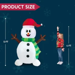 5ft LED Light Up Big Snowman Blow Up -Christmas Decorations Store 5ft LED Light up Big Snowman Blow up 1 600x600 1