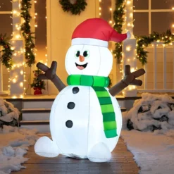 5ft LED Light Up Big Snowman Blow Up -Christmas Decorations Store 5ft LED Light up Big Snowman Blow up 6 600x600 1