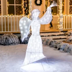 Christmas Cotton Angel LED Hard Light 5ft -Christmas Decorations Store 5ft LED Yard Light Cotton Angel Horn 1 600x600 1