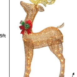 5ft 100 LED Yard Lights - Fabric Champagne Buck 13 5ft 100 LED Yard Lights - Fabric Champagne Buck -Christmas Decorations Store 5ft LED Yard Lights Fabric Champagne Buck 6 600x866 1