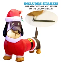 5ft Long Dachshund Blow Up Christmas Decoration -Christmas Decorations Store 5ft Long Dachshund Blow Up Christmas Decoration 3 1 600x600 1