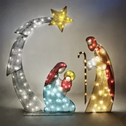 5ft 140 LED Tinsel Nativity Scene Warm White Yard Light -Christmas Decorations Store 5ft Tinsel Nativity Scene 140 LED Warm White Yard Light 3 600x600 1