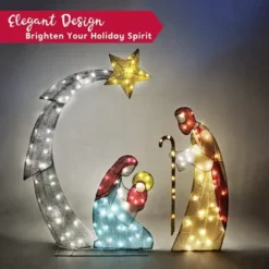 5ft 140 LED Tinsel Nativity Scene Warm White Yard Light -Christmas Decorations Store 5ft Tinsel Nativity Scene 140 LED Warm White Yard Light 4 600x600 1
