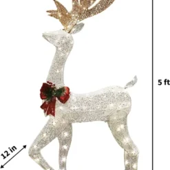 Christmas Tinsel Reindeer Buck LED Yard Light 5ft -Christmas Decorations Store 5ft Tinsel Reindeer Buck LED Yard Lights 5 600x745 1