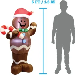 5ft LED Yard Decoration Inflatable Gingerbread Man -Christmas Decorations Store 5ft Yard Decoration Inflatable Gingerbread Man 6 result 600x596 1