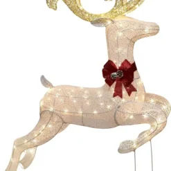5ft Fabric White Buck Christmas Yard Light -Christmas Decorations Store 5ft Yard Lights Fabric White Buck Jumping 1 1 600x832 1