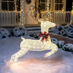 5ft Fabric White Buck Christmas Yard Light