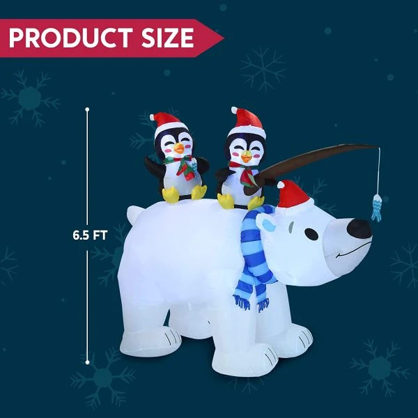 6.5ft Large Christmas Polar Bear Inflatable Decoration 6 6.5ft Large Christmas Polar Bear Inflatable Decoration - Image 4