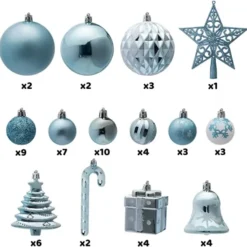 60pcs Blue And White Christmas Ball Ornaments 9 60pcs Blue And White Christmas Ball Ornaments -Christmas Decorations Store 60Pcs Christmas Assorted Ornaments with a Star Tree Topper 1 600x592 1