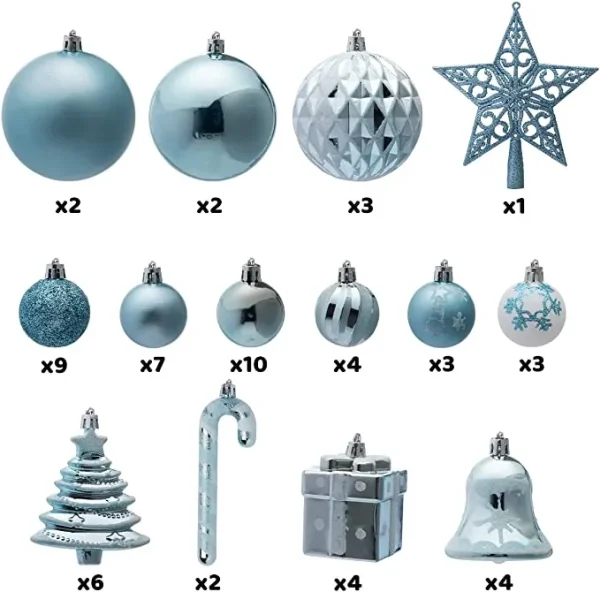 60pcs Blue And White Christmas Ball Ornaments 4 60pcs Blue And White Christmas Ball Ornaments - Image 2