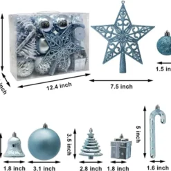 60pcs Blue And White Christmas Ball Ornaments 10 60pcs Blue And White Christmas Ball Ornaments -Christmas Decorations Store 60Pcs Christmas Assorted Ornaments with a Star Tree Topper 2 600x556 1