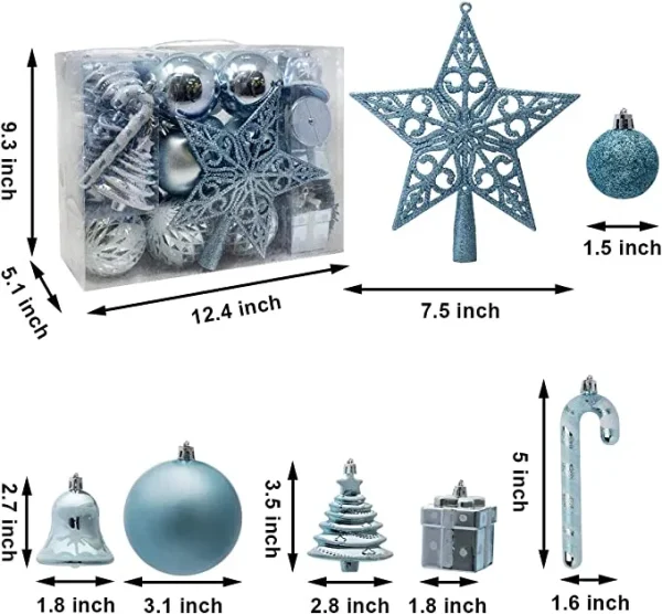 60pcs Blue And White Christmas Ball Ornaments 5 60pcs Blue And White Christmas Ball Ornaments - Image 3