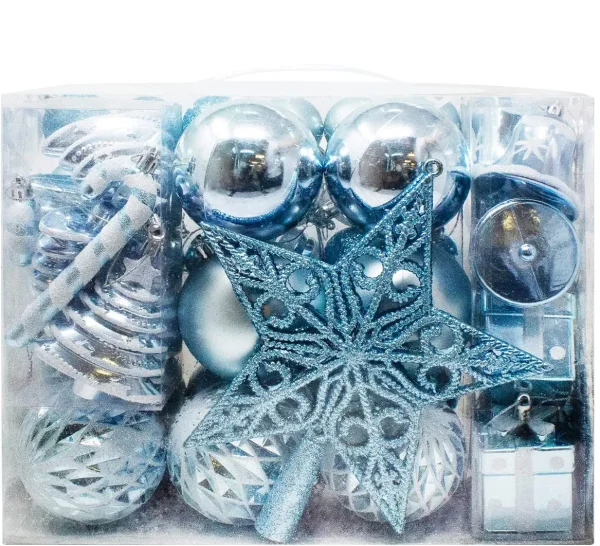 60pcs Blue And White Christmas Ball Ornaments 3 60pcs Blue And White Christmas Ball Ornaments