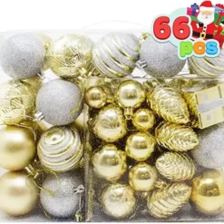 66pcs Gold And Silver Christmas Ornaments 9 66pcs Gold And Silver Christmas Ornaments -Christmas Decorations Store 66Pcs Christmas Assorted Ornaments Gold amp Silver 1 600x552 1