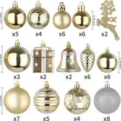 66pcs Gold And Silver Christmas Ornaments 11 66pcs Gold And Silver Christmas Ornaments -Christmas Decorations Store 66Pcs Christmas Assorted Ornaments Gold amp Silver 2 600x594 1