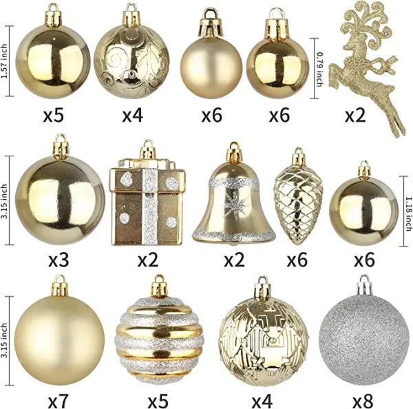 66pcs Gold And Silver Christmas Ornaments 6 66pcs Gold And Silver Christmas Ornaments - Image 4