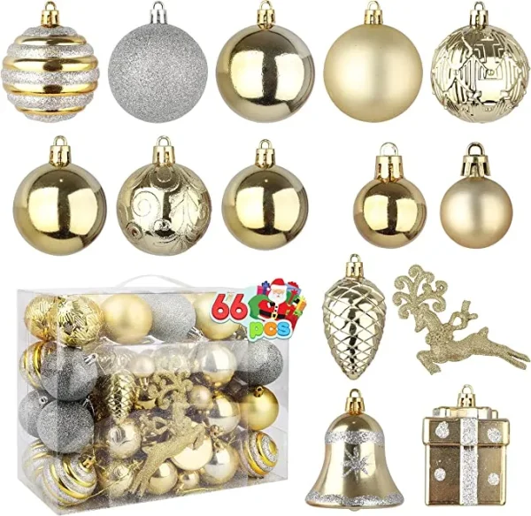 66pcs Gold And Silver Christmas Ornaments 5 66pcs Gold And Silver Christmas Ornaments - Image 3