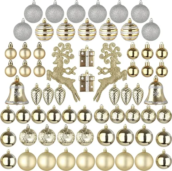 66pcs Gold And Silver Christmas Ornaments 3 66pcs Gold And Silver Christmas Ornaments