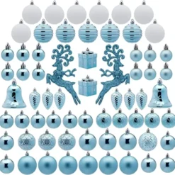 67pcs Baby Blue & White Shatterproof Christmas Ornaments