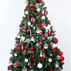 66pcs Red And White Christmas Ornaments -Christmas Decorations Store 66Pcs Christmas Assorted Ornaments Red amp White 4