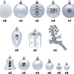 66pcs White And Silver Christmas Ornaments 10 66pcs White And Silver Christmas Ornaments -Christmas Decorations Store 66Pcs Christmas Assorted Ornaments Silver amp White 1 600x558 1
