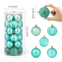 24pcs Baby Blue Christmas Shatterproof Ornaments 2.36in -Christmas Decorations Store 66Pcs Christmas Assorted Ornaments with a Star Tree Topper 5 600x600 1