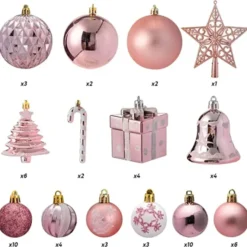 60pcs Assorted Christmas Ornaments Rosegold And White -Christmas Decorations Store 66Pcs Christmas Assorted Ornaments with a Star Tree Topper Red amp White 6 600x584 1