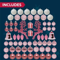 66pcs Pink & White Assorted Christmas Ornaments -Christmas Decorations Store 66pcs Pink amp White Assorted Christmas Ornaments 4 600x600 1
