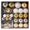 67pcs Gold White &amp Silver Assorted Christmas Ball Ornaments