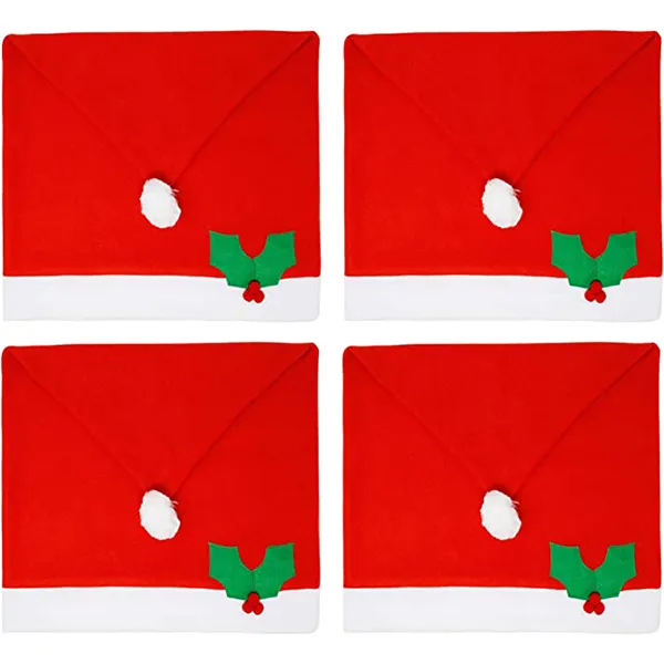 4pcs Santa Hat Chair Covers And 2pcs Handle Covers 4 4pcs Santa Hat Chair Covers And 2pcs Handle Covers - Image 2