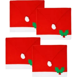 4pcs Santa Hat Chair Covers And 2pcs Handle Covers 11 4pcs Santa Hat Chair Covers And 2pcs Handle Covers -Christmas Decorations Store 6Pcs Chair Cover Santa Claus Hat with Two Door Handle Covers 3 1
